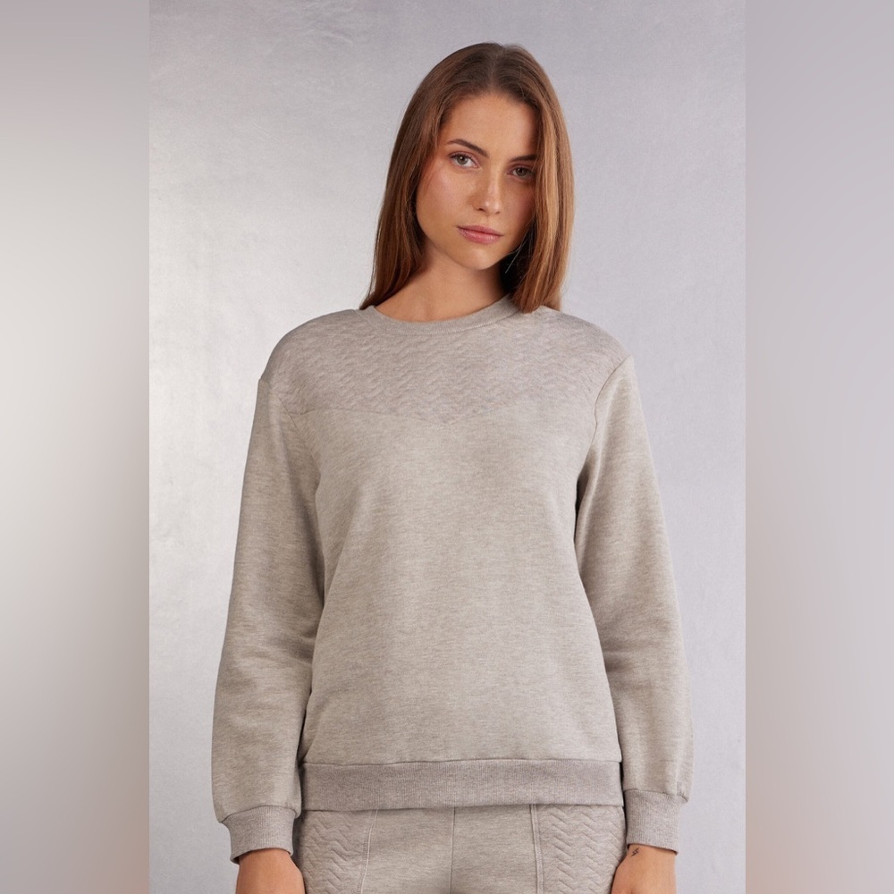 Intimissimi Soft Chevron Long Sleeve Top Sweatshirt Loose Fit Crewneck